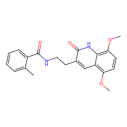 N-(2-(5,8-dimethoxy-2-oxo-1,2-dihydroquinolin-3-yl)ethyl)-2-methylbenzamide structure