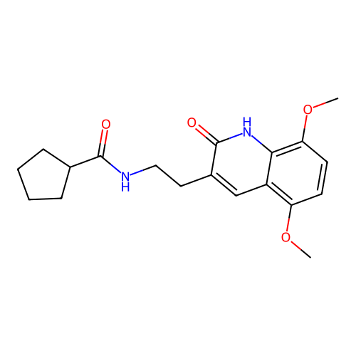 N-[2-(5,8-dimethoxy-2-oxo-1H-quinolin-3-yl)ethyl]cyclopentanecarboxamide structure