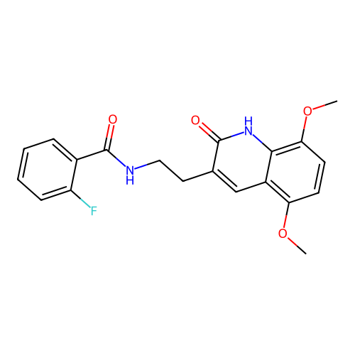 N-(2-(5,8-dimethoxy-2-oxo-1,2-dihydroquinolin-3-yl)ethyl)-2-fluorobenzamide structure