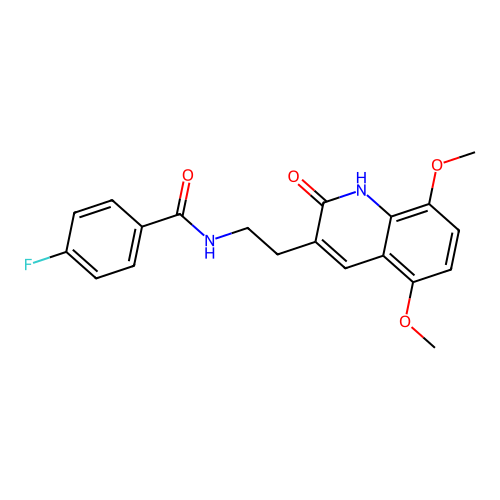 N-[2-(5,8-dimethoxy-2-oxo-1H-quinolin-3-yl)ethyl]-4-fluorobenzamide structure