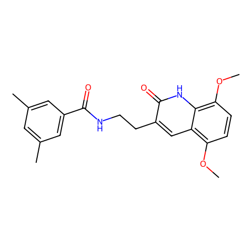 N-(2-(5,8-dimethoxy-2-oxo-1,2-dihydroquinolin-3-yl)ethyl)-3,5-dimethylbenzamide structure