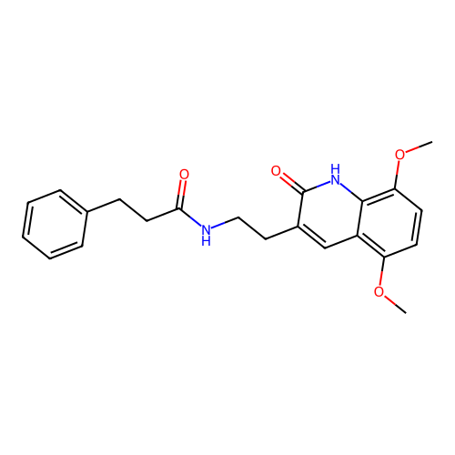 N-[2-(5,8-dimethoxy-2-oxo-1H-quinolin-3-yl)ethyl]-3-phenylpropanamide structure