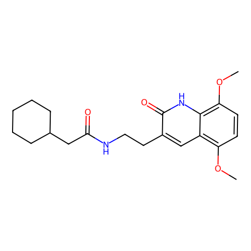2-cyclohexyl-N-[2-(5,8-dimethoxy-2-oxo-1H-quinolin-3-yl)ethyl]acetamide structure
