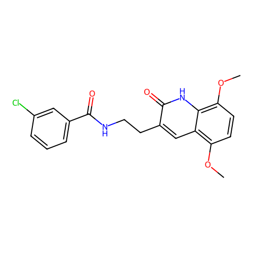 3-chloro-N-[2-(5,8-dimethoxy-2-oxo-1H-quinolin-3-yl)ethyl]benzamide structure