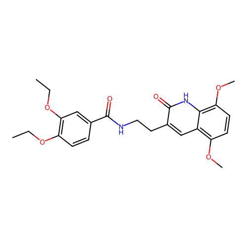 N-(2-(5,8-dimethoxy-2-oxo-1,2-dihydroquinolin-3-yl)ethyl)-3,4-diethoxybenzamide structure