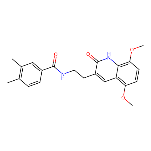 N-[2-(5,8-dimethoxy-2-oxo-1H-quinolin-3-yl)ethyl]-3,4-dimethylbenzamide structure