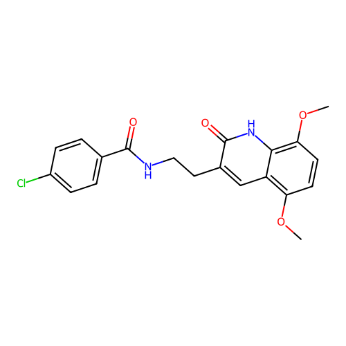 4-chloro-N-(2-(5,8-dimethoxy-2-oxo-1,2-dihydroquinolin-3-yl)ethyl)benzamide structure