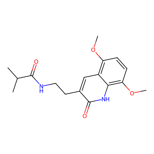 N-(2-(5,8-dimethoxy-2-oxo-1,2-dihydroquinolin-3-yl)ethyl)isobutyramide structure