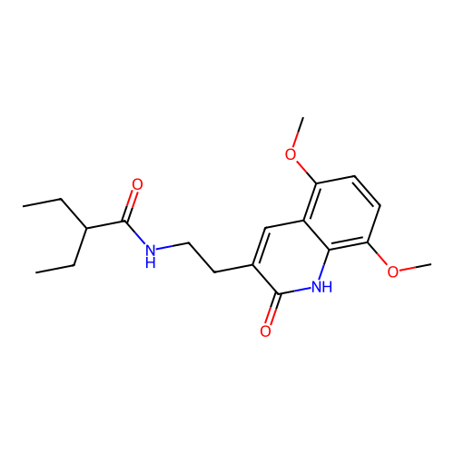 N-[2-(5,8-dimethoxy-2-oxo-1H-quinolin-3-yl)ethyl]-2-ethylbutanamide structure