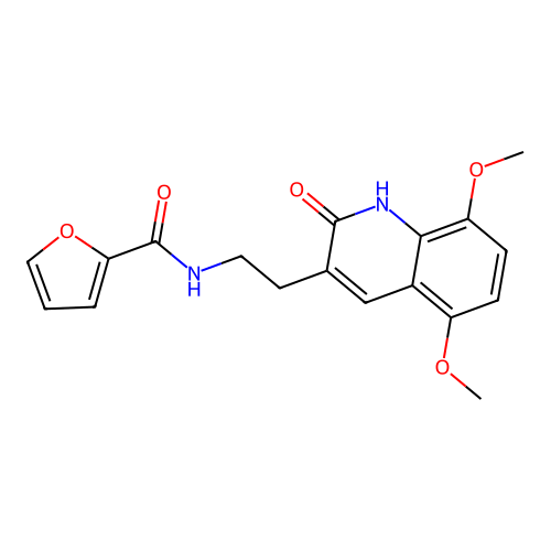 N-[2-(5,8-dimethoxy-2-oxo-1H-quinolin-3-yl)ethyl]furan-2-carboxamide structure