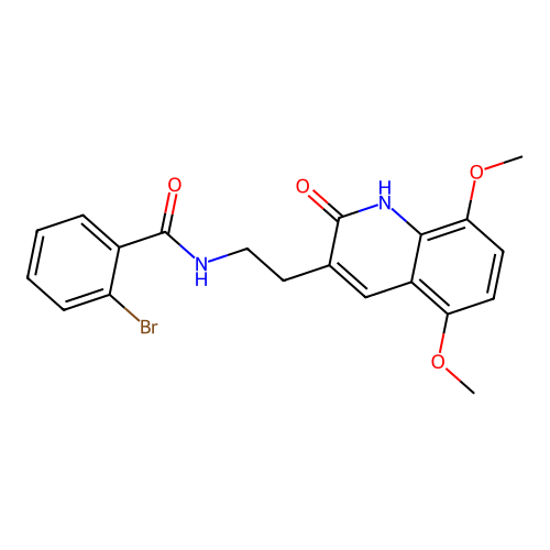 2-bromo-N-[2-(5,8-dimethoxy-2-oxo-1H-quinolin-3-yl)ethyl]benzamide structure