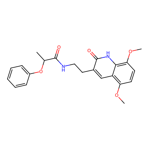 N-(2-(5,8-dimethoxy-2-oxo-1,2-dihydroquinolin-3-yl)ethyl)-2-phenoxypropanamide structure