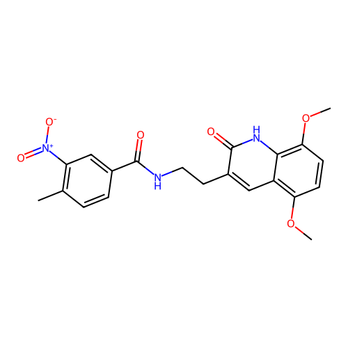 N-[2-(5,8-dimethoxy-2-oxo-1H-quinolin-3-yl)ethyl]-4-methyl-3-nitrobenzamide structure