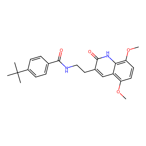 4-tert-butyl-N-[2-(5,8-dimethoxy-2-oxo-1H-quinolin-3-yl)ethyl]benzamide structure