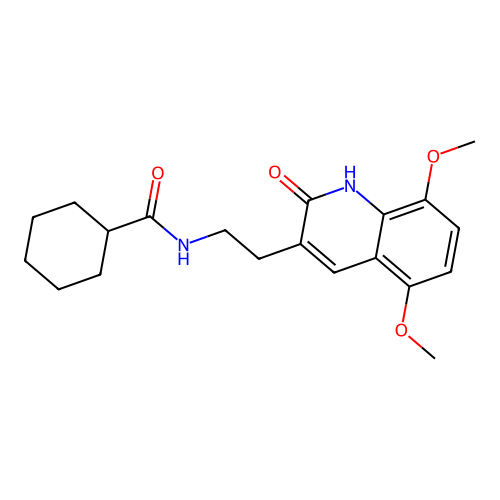 N-(2-(5,8-dimethoxy-2-oxo-1,2-dihydroquinolin-3-yl)ethyl)cyclohexanecarboxamide structure