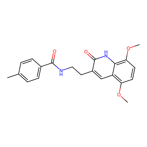 N-(2-(5,8-dimethoxy-2-oxo-1,2-dihydroquinolin-3-yl)ethyl)-4-methylbenzamide structure