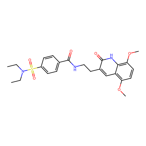 4-(diethylsulfamoyl)-N-[2-(5,8-dimethoxy-2-oxo-1H-quinolin-3-yl)ethyl]benzamide structure