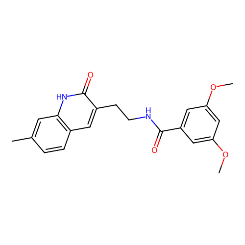 3,5-dimethoxy-N-[2-(7-methyl-2-oxo-1H-quinolin-3-yl)ethyl]benzamide structure