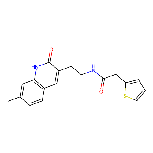 N-[2-(7-methyl-2-oxo-1H-quinolin-3-yl)ethyl]-2-thiophen-2-ylacetamide structure