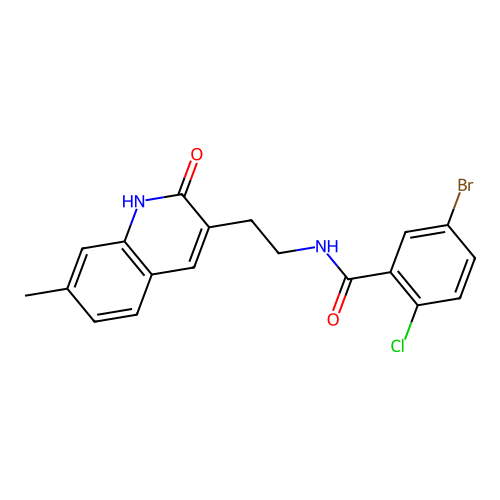 5-bromo-2-chloro-N-[2-(7-methyl-2-oxo-1H-quinolin-3-yl)ethyl]benzamide structure