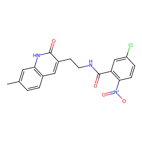 5-chloro-N-(2-(7-methyl-2-oxo-1,2-dihydroquinolin-3-yl)ethyl)-2-nitrobenzamide structure