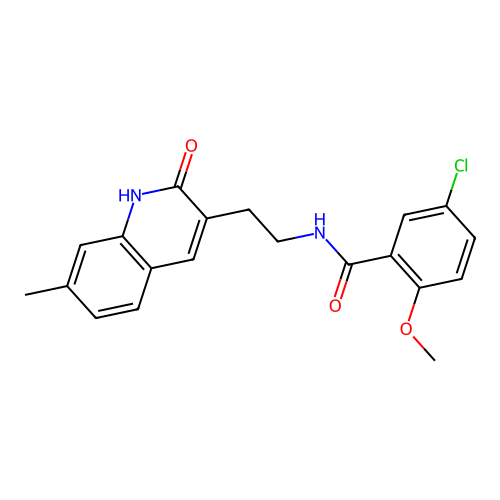 5-chloro-2-methoxy-N-[2-(7-methyl-2-oxo-1H-quinolin-3-yl)ethyl]benzamide structure