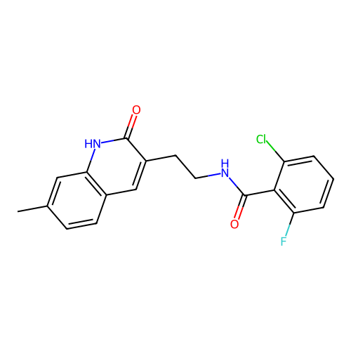 2-chloro-6-fluoro-N-(2-(7-methyl-2-oxo-1,2-dihydroquinolin-3-yl)ethyl)benzamide structure