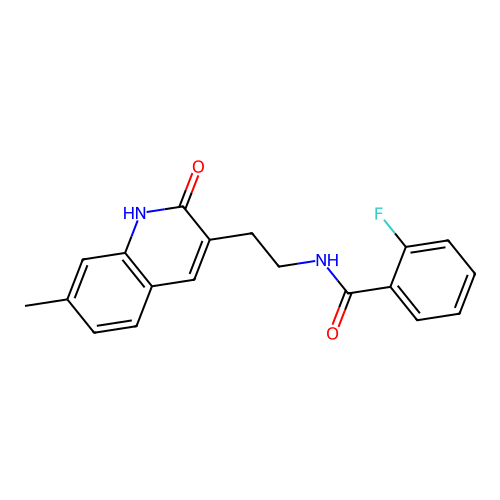 2-fluoro-N-[2-(7-methyl-2-oxo-1H-quinolin-3-yl)ethyl]benzamide structure