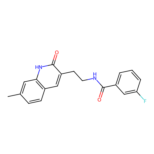 3-fluoro-N-[2-(7-methyl-2-oxo-1H-quinolin-3-yl)ethyl]benzamide structure