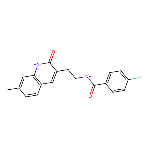 4-fluoro-N-[2-(7-methyl-2-oxo-1H-quinolin-3-yl)ethyl]benzamide structure
