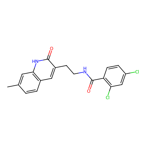 2,4-dichloro-N-[2-(7-methyl-2-oxo-1H-quinolin-3-yl)ethyl]benzamide structure