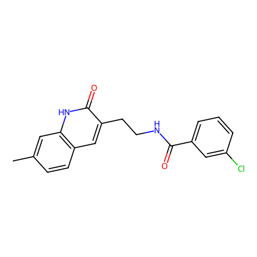 3-chloro-N-[2-(7-methyl-2-oxo-1H-quinolin-3-yl)ethyl]benzamide structure
