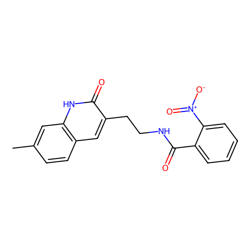 N-[2-(7-methyl-2-oxo-1H-quinolin-3-yl)ethyl]-2-nitrobenzamide structure