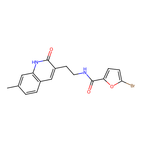 5-bromo-N-[2-(7-methyl-2-oxo-1H-quinolin-3-yl)ethyl]furan-2-carboxamide structure