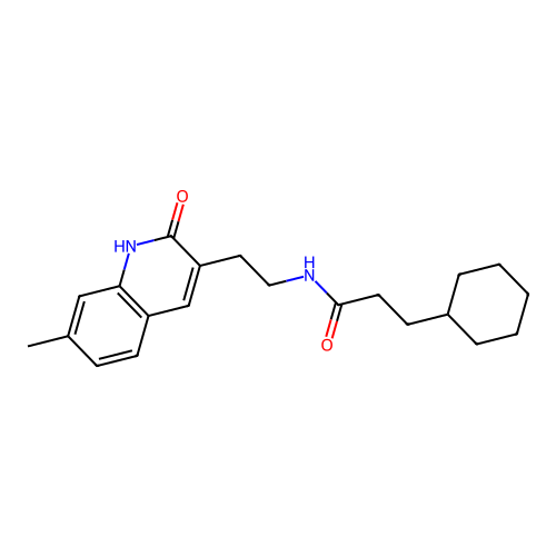 3-cyclohexyl-N-[2-(7-methyl-2-oxo-1H-quinolin-3-yl)ethyl]propanamide structure