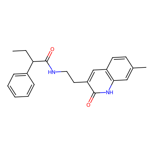 N-[2-(7-methyl-2-oxo-1H-quinolin-3-yl)ethyl]-2-phenylbutanamide structure