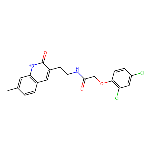 2-(2,4-dichlorophenoxy)-N-[2-(7-methyl-2-oxo-1H-quinolin-3-yl)ethyl]acetamide structure