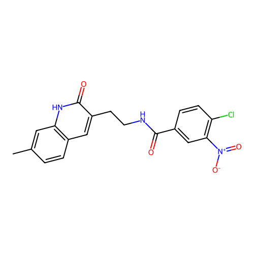 4-chloro-N-(2-(7-methyl-2-oxo-1,2-dihydroquinolin-3-yl)ethyl)-3-nitrobenzamide structure