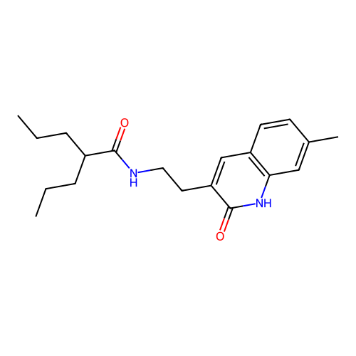 N-(2-(7-methyl-2-oxo-1,2-dihydroquinolin-3-yl)ethyl)-2-propylpentanamide structure