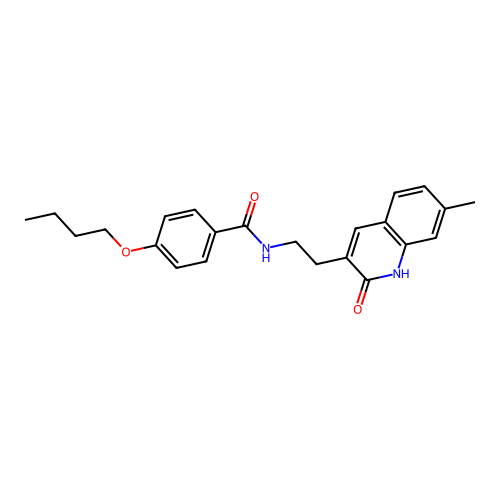 4-butoxy-N-(2-(7-methyl-2-oxo-1,2-dihydroquinolin-3-yl)ethyl)benzamide structure