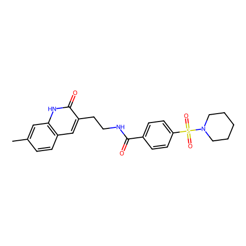 N-[2-(7-methyl-2-oxo-1H-quinolin-3-yl)ethyl]-4-piperidin-1-ylsulfonylbenzamide structure