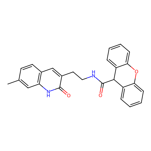N-(2-(7-methyl-2-oxo-1,2-dihydroquinolin-3-yl)ethyl)-9H-xanthene-9-carboxamide structure