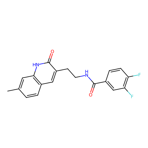 3,4-difluoro-N-[2-(7-methyl-2-oxo-1H-quinolin-3-yl)ethyl]benzamide structure