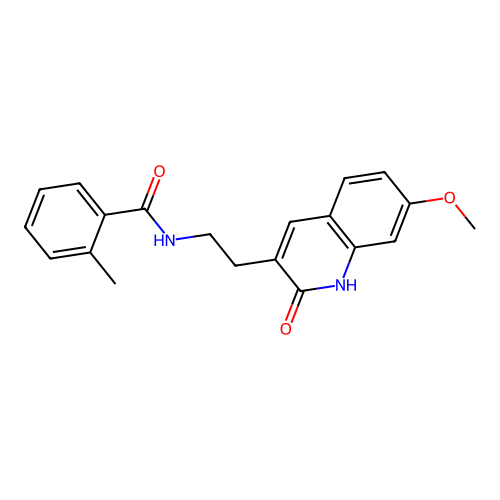 N-[2-(7-methoxy-2-oxo-1H-quinolin-3-yl)ethyl]-2-methylbenzamide structure