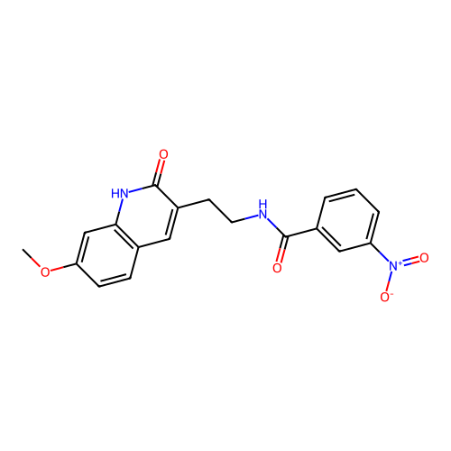 N-[2-(7-methoxy-2-oxo-1H-quinolin-3-yl)ethyl]-3-nitrobenzamide structure
