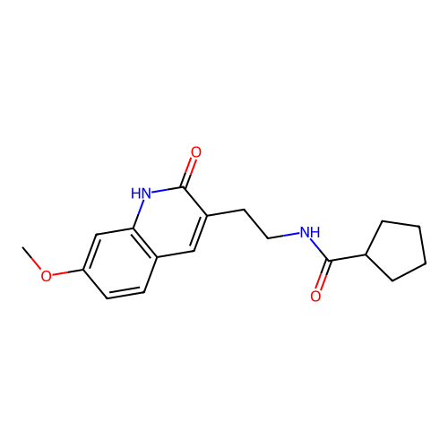 N-[2-(7-methoxy-2-oxo-1H-quinolin-3-yl)ethyl]cyclopentanecarboxamide structure