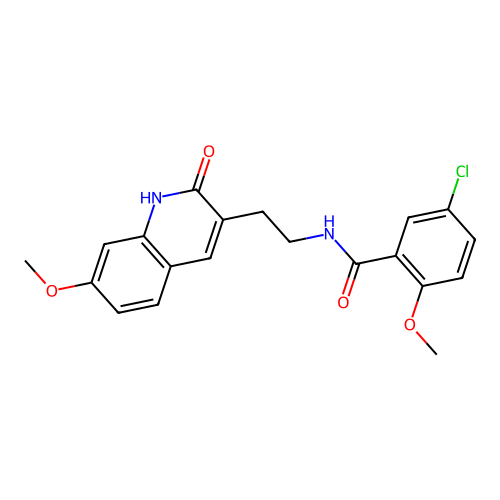 5-chloro-2-methoxy-N-[2-(7-methoxy-2-oxo-1H-quinolin-3-yl)ethyl]benzamide structure