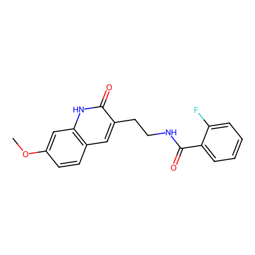 2-fluoro-N-[2-(7-methoxy-2-oxo-1H-quinolin-3-yl)ethyl]benzamide structure