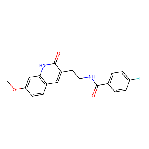 4-fluoro-N-[2-(7-methoxy-2-oxo-1H-quinolin-3-yl)ethyl]benzamide structure