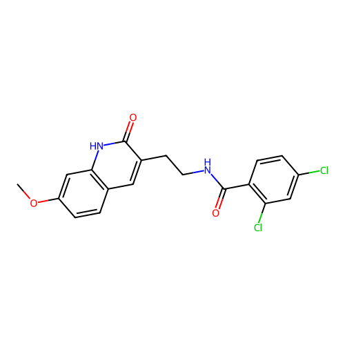 2,4-dichloro-N-(2-(7-methoxy-2-oxo-1,2-dihydroquinolin-3-yl)ethyl)benzamide structure